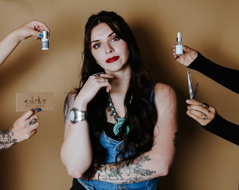 Editorial portrait with beauty tools